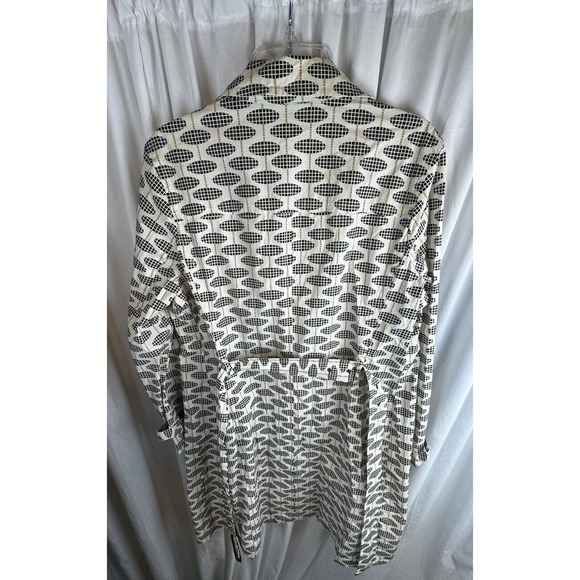 GAP‎ Double Breasted Trench Coat Belted Geo Print Button Up L Chic Vintage 58-02 - Picture 3 of 15